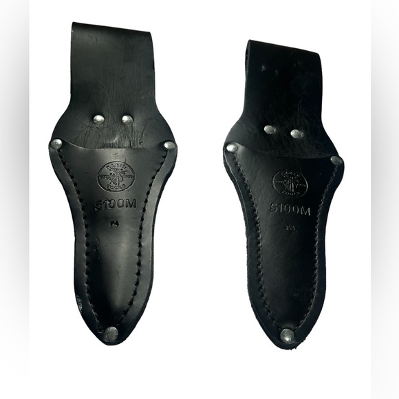 Klein 2 Pc Black Leather Belt Scissors Holder - Picture 1 of 4